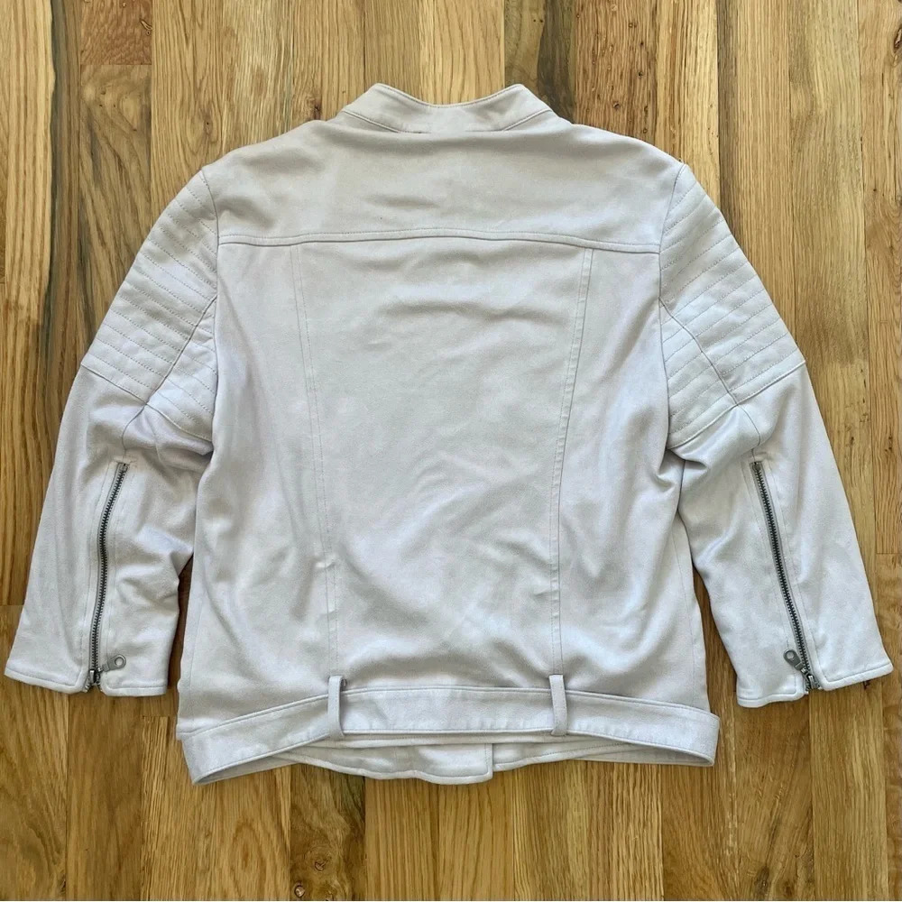 David Lerner Pastel Pink Vegan Faux Suede Moto Jacket Size XS - Picture 4 of 4